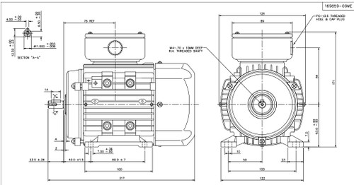 R303 Marathon | 1/3 hp 0.25 kW 230/460V 3600 RPM 3-Phase 63 Frame TEFC (rigid base) Motor