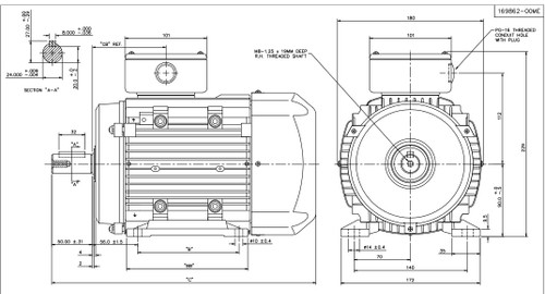 R319A Marathon | 2 hp 1.5 kW 230/460V 1800 RPM 3-Phase 90S Frame TEFC (rigid base) Motor