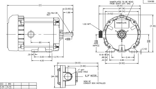 G655 Marathon 1/2 hp 1200 RPM 115/208-230V Explosion Proof 56 Frame EPFC (rigid base) Motor