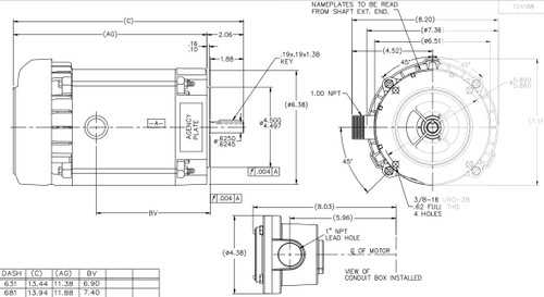 G870 Marathon 1 hp 1800 RPM 115/208-230V Explosion Proof 56C Frame EPFC (no base) Motor