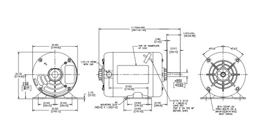 K003A Marathon 1 hp 1800 RPM 208V 3-Phase 56 Frame ODP (rigid base) Motor