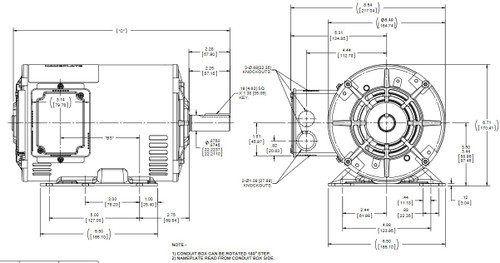 K065 Marathon 2 hp 1800 RPM 208-230/460V 3-Phase 56HZ Frame ODP (rigid base) Motor