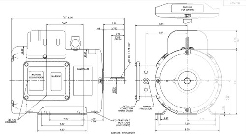 Z112A Marathon 2 hp 1800 RPM 115/230V TEFC 184TZ Frame (Extra Torque Farm Duty) Motor