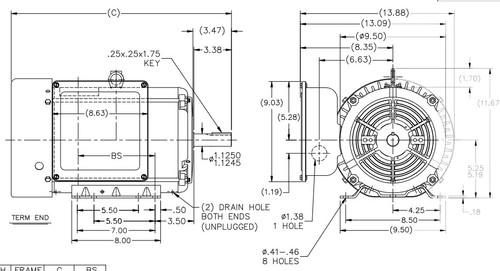 Z117 Marathon 5 hp 1800 RPM 230V TEFC 213TZ Frame (Extra Torque Farm Duty) Motor