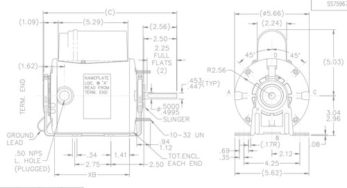 X025 Marathon 1/3 hp 1800 RPM 115/230V TEAO 48Z Frame PSC Farm Motor