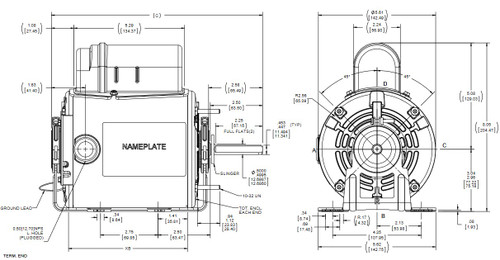 X029 Marathon 1/2 hp 1200 RPM 115/230V TEAO 48Z Frame PSC Farm Motor