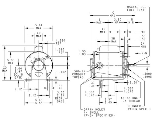 H649 Marathon 1/4 hp 1800 RPM 115/208-230V TENV 48 Frame Split-Phase Farm Motor