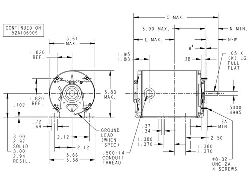 H277 Marathon 1/4 hp 1800 RPM 230V TENV 48 Frame Split-Phase Farm Motor