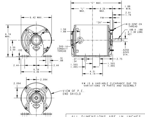 H137 Marathon 1/4 hp 1200 RPM 115V TENV 48 Frame Split-Phase Farm Motor
