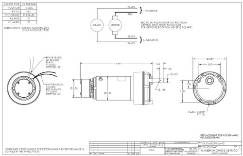 Klauber RV Slide Out Motor K01531D400