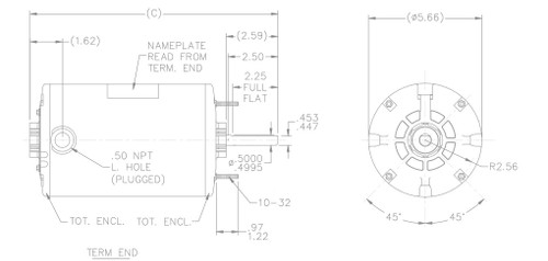 X910 Marathon 1/4 hp 1800/1200 RPM 115V TEAO 48Z Frame Split-Phase Farm Motor