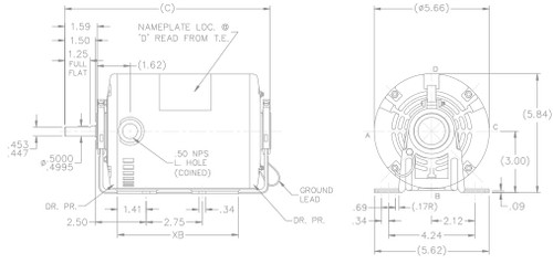 B400 Marathon 1/3 hp 1-speed 115V 1800 RPM DPAO 48 Frame (resilient base) Attic Fan Motor