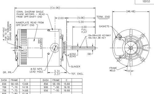 X526 Marathon 2 hp 3-phase 575V 1075 RPM OPAO 56Y Frame Condenser Fan Motor