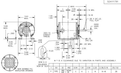 4680 Marathon 1/4 hp (1 speed) 115208/230V 1800 RPM ODP 48Z Frame Resilient Base  Blower Motor