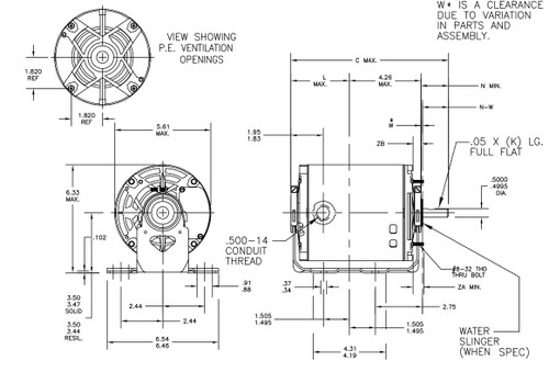 HG706 Marathon 1/3 hp (2 speed) 115V 1800/1200 RPM ODP 56Z Frame Resilient Base  Blower Motor