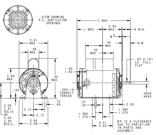HG700 Marathon 1/3 hp (1 speed) 115V 1800 RPM ODP 48Y Frame Resilient Base  Blower Motor