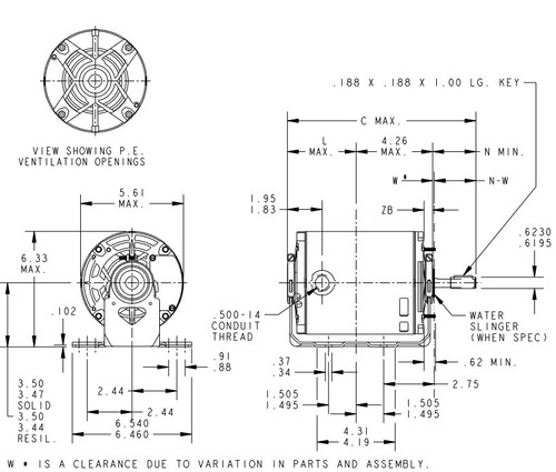4682 Marathon 1/3 hp (1 speed) 115/208-230V 1800 RPM ODP 56Z Frame Resilient Base  Blower Motor