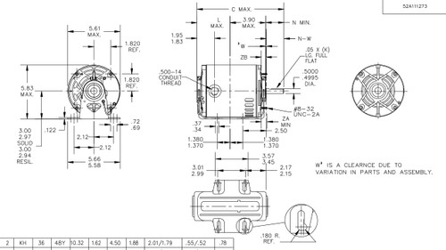 B307 Marathon 1/2 hp (1 speed) 115V 1800 RPM ODP 48Y Frame Resilient Base  Blower Motor