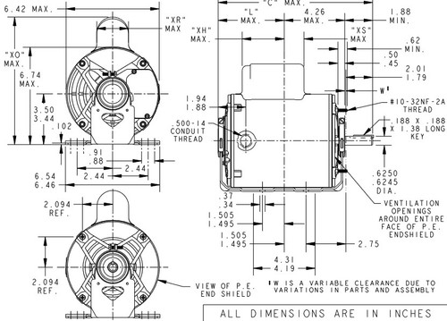 B1316 Marathon 1/2 hp (1 speed) 115/208-230V 1800 RPM ODP 56 Frame Cap Start Resilient Base Motor