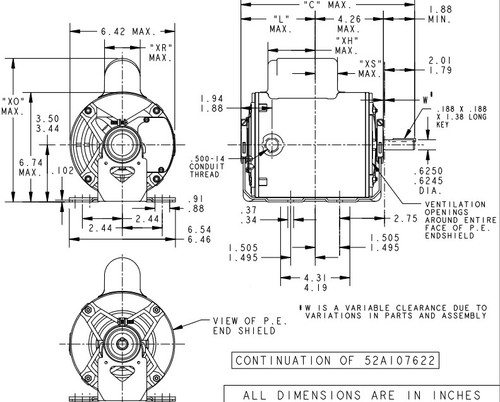 C138 Marathon 3/4 hp (1 speed) 115/208-230V 1800 RPM ODP 56 Frame Cap Start Resilient Base Motor