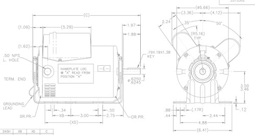 G156 Marathon 3/4 hp (1 speed) 115/208-230V 1800 RPM ODP 56 Frame Cap Start/Run Resilient Base Motor