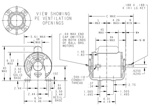 C1157 Marathon 1 hp (1 speed) 115/208-230V 3600 RPM ODP 56 Frame Cap Start Resilient Base Motor