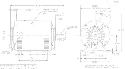 S117 Marathon 1 hp (1 speed) 115/230V 1800 RPM ODP 56 Frame Cap Start Resilient Base Motor