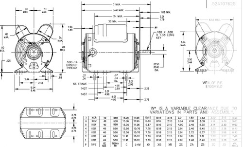 C1161 Marathon 2 hp (1 speed) 115/208-230V 3600 RPM ODP 56H Frame Cap Start/Run Resilient Base Motor