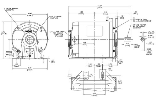 ARB2034L3 Century 1/3 hp (2 speed) 115V 1800/1200 RPM TEAO 56Z Frame Split Phase Resilient Base Motor