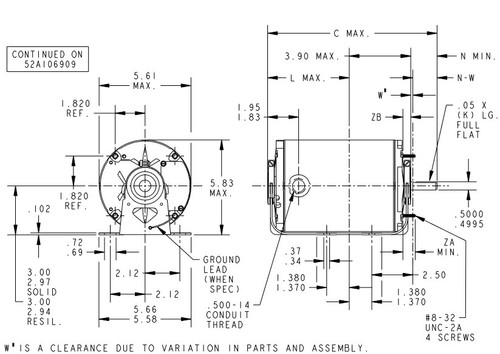 K281 Marathon 1/4 hp (1 speed) 230/460V 1800 RPM TENV 48 Frame 3 Phase Resilient Base Motor