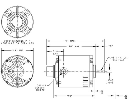 4731 Marathon 1/3 hp (1 speed) 115V 1800 RPM ODP 48Y Frame Split Phase Resilient Base Motor