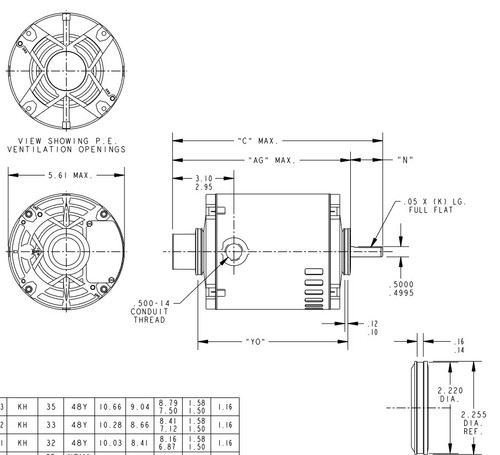4732 Marathon 1/2 hp (1 speed) 115V 1800 RPM ODP 48Y Frame Split Phase Resilient Base Motor