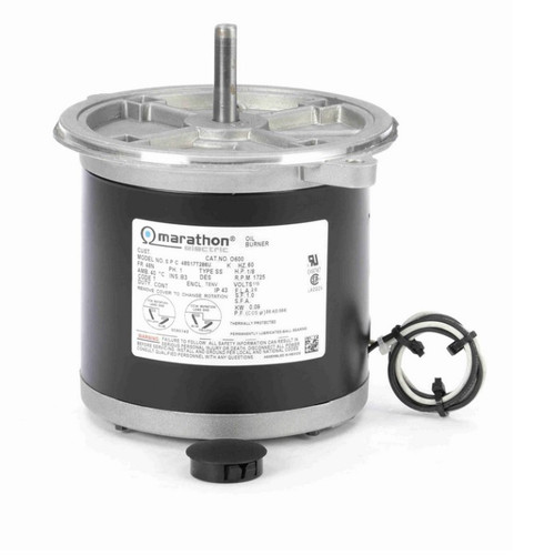 O600 Marathon 1/8 HP (1 Speed) 115V 1800 RPM TENV 48N Split Phase Oil Burner Motor