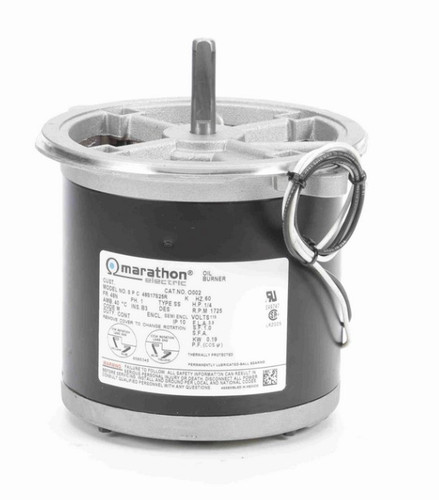 O002 Marathon 1/4 HP (1 Speed) 115V 1725 RPM 48N Split Phase Oil Burner Motor