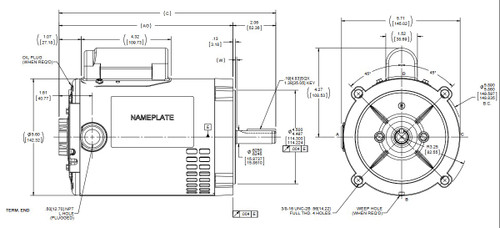 O213 Marathon 1/2 hp (1 speed) 115/208-230V 3450 RPM ODP 56C Frame Cap Start Oil Burner Motor