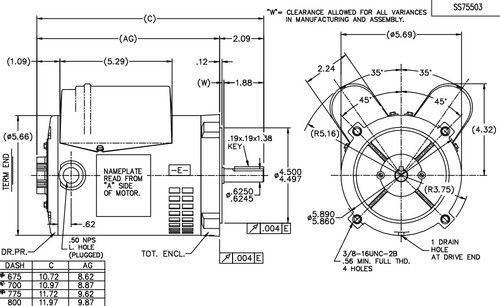 O231 Marathon 1 hp (1 speed) 115/208-230V 3450 RPM ODP 56C Frame Cap Start/Run Oil Burner Motor
