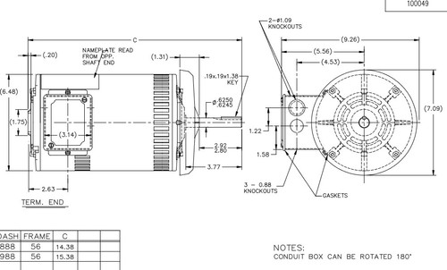 X235 Marathon 1 hp (1 speed) 200-230/460V 1075 RPM DPAO 56Y Frame 3 phase Canopy Motor