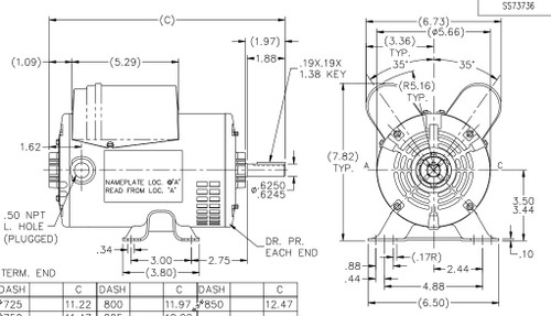 D010 Marathon 1 hp (1 speed) 115/208-230V 3600 RPM ODP 56 Frame Cap Start/Run Pressure Washer Motor