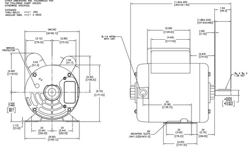 CP1152L Century Replacement 1 1/2 hp (1 speed) 115/230V 3600 RPM ODP 56 Frame Cap Start/Run Pressure Washer Motor
