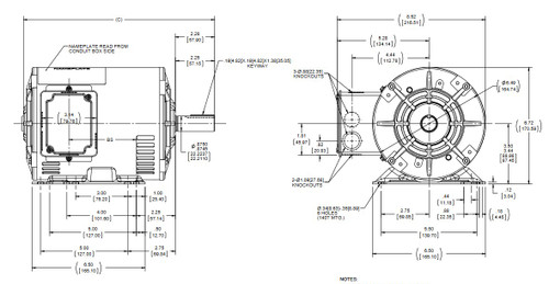 Y465 Marathon 1 hp (2 speed) 460V 1800/900 RPM ODP 145T Frame 3-Phase Variable Torque Motor