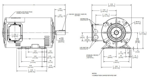Y466 Marathon 1 1/2 hp (2 speed) 460V 1800/900 RPM ODP 145T Frame 3-Phase Variable Torque Motor