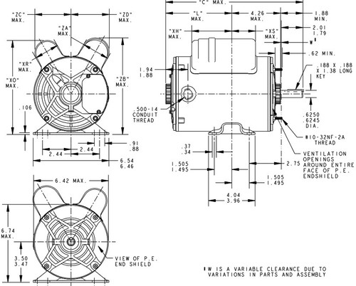 C1458 Marathon 1/2 hp 115/230V 1800 RPM ODP 56 Frame Instant Reversiing Motor