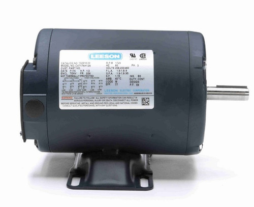 102918.00 Leeson 1/2 hp 1800 RPM 208-230/460V 56 Frame TENV (with Base) 3-Phase Motor