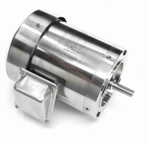 191507.00 Leeson 1/2 hp 1800 RPM 208-230/460V 56C Frame (No Base) TEFC 3-Phase All-Stainless Wash-Down Motor