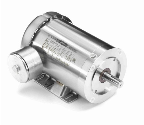 121875.00 Leeson 1 1/2 hp 1800 RPM 230/460V 145TC Frame (Rigid Base) TEFC 3-Phase Premium-Stainless Wash-Down Motor