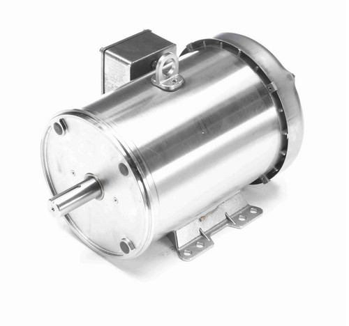 132207.00 Leeson 5 hp 3600 RPM 230/460V 184TC Frame (Rigid Base) TEFC 3-Phase Premium-Stainless Wash-Down Motor