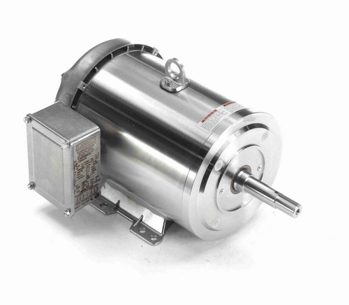 132451.00 Leeson 5 hp 3600 RPM 230/460V 184JM Frame (With Base) TEFC 3-Phase All-Stainless Wash-Down Motor