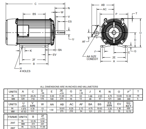 U25P2G Nidec 25 hp 1800 RPM 284T Frame 575V TEFC 3-Phase Electric Motor