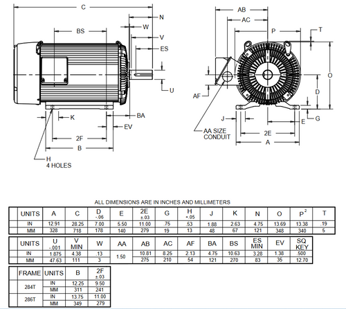 U30P2H Nidec 30 hp 1800 RPM 286T Frame 200V TEFC 3-Phase Electric Motor