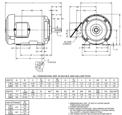 U2P2H Nidec 2 hp 1800 RPM 145T Frame 200V TEFC 3-Phase Electric Motor